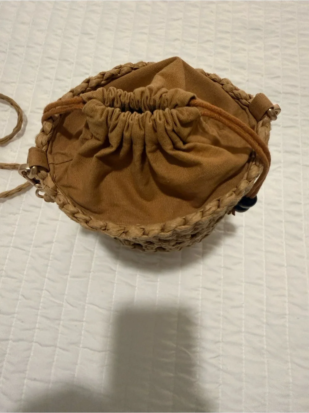 L’ space Sayulita Woven Bucket Crossbody Bag in Natural Tan